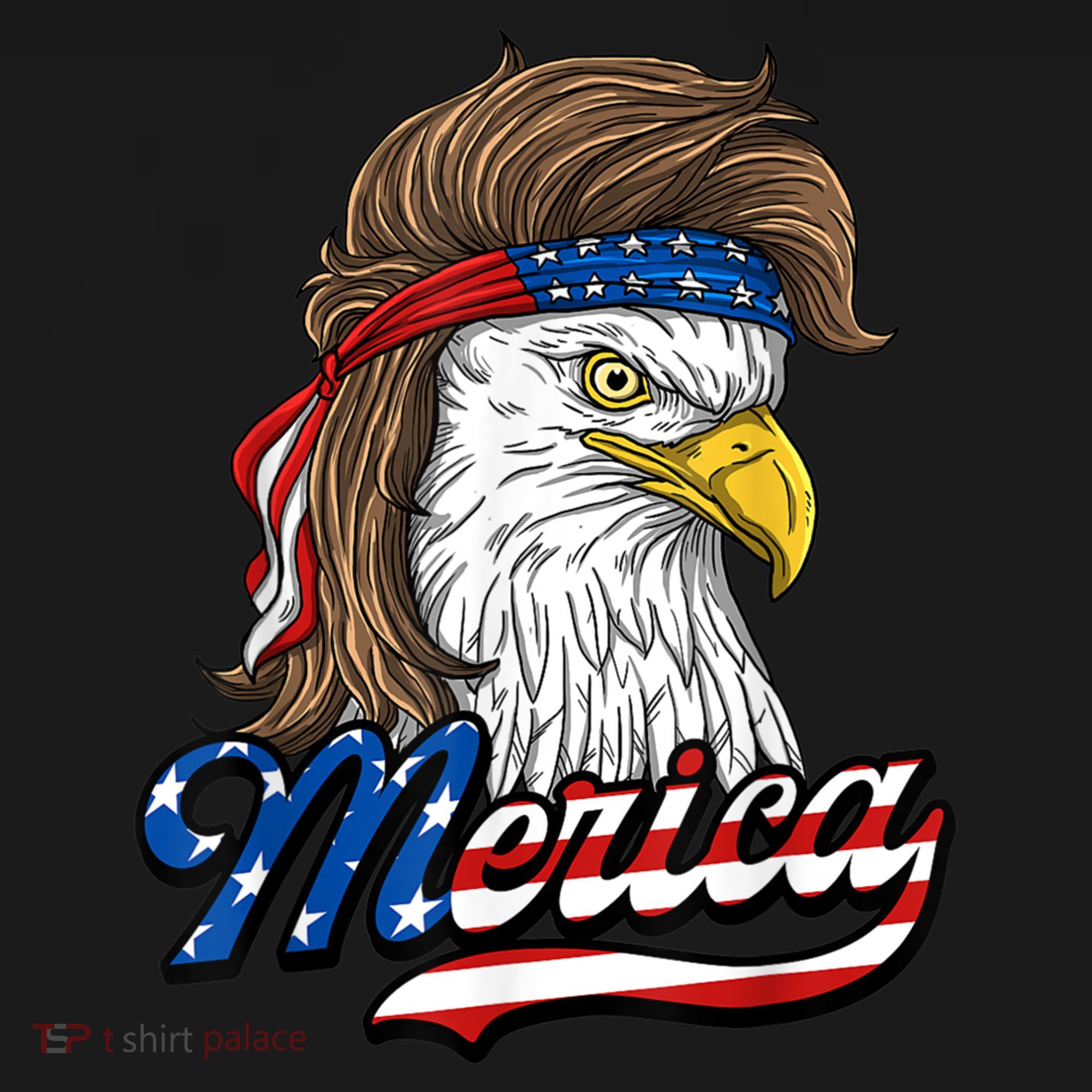 Merica Eagle Mullet 4th Of July American Flag Gift USA-Made Doggie Bandana
