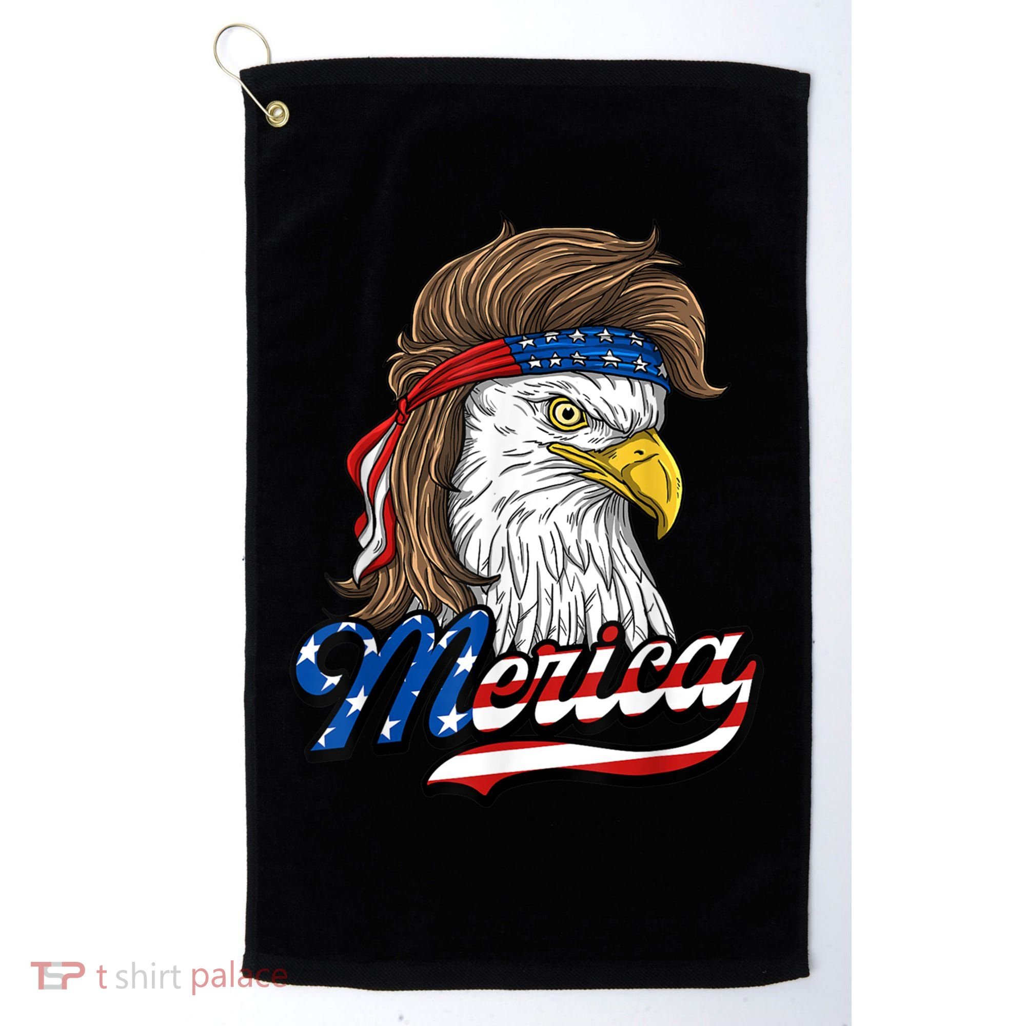 Merica Eagle Mullet 4th Of July American Flag Gift Golf Towel