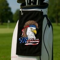 Merica Eagle Mullet 4th Of July American Flag Gift Golf Towel thumb 2