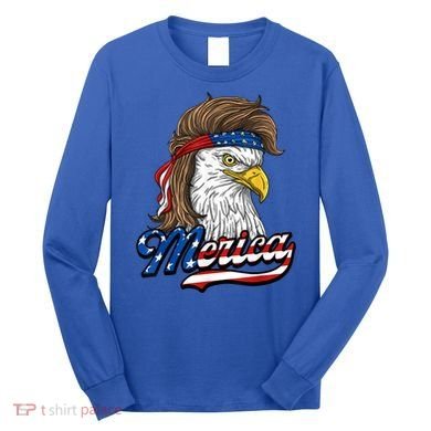 Merica Eagle Mullet 4th Of July American Flag Gift Long Sleeve Shirt