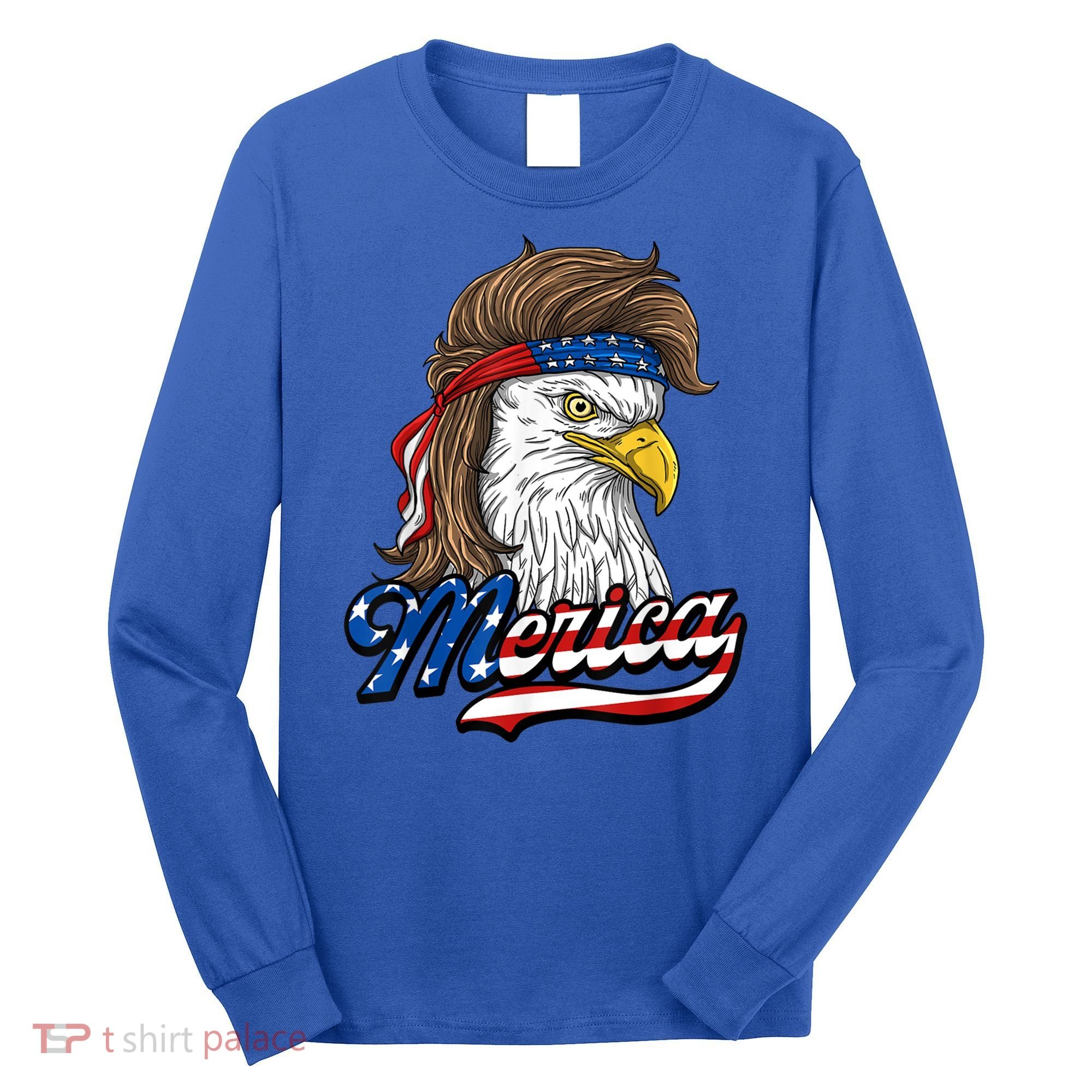 Merica Eagle Mullet 4th Of July American Flag Gift Long Sleeve Shirt