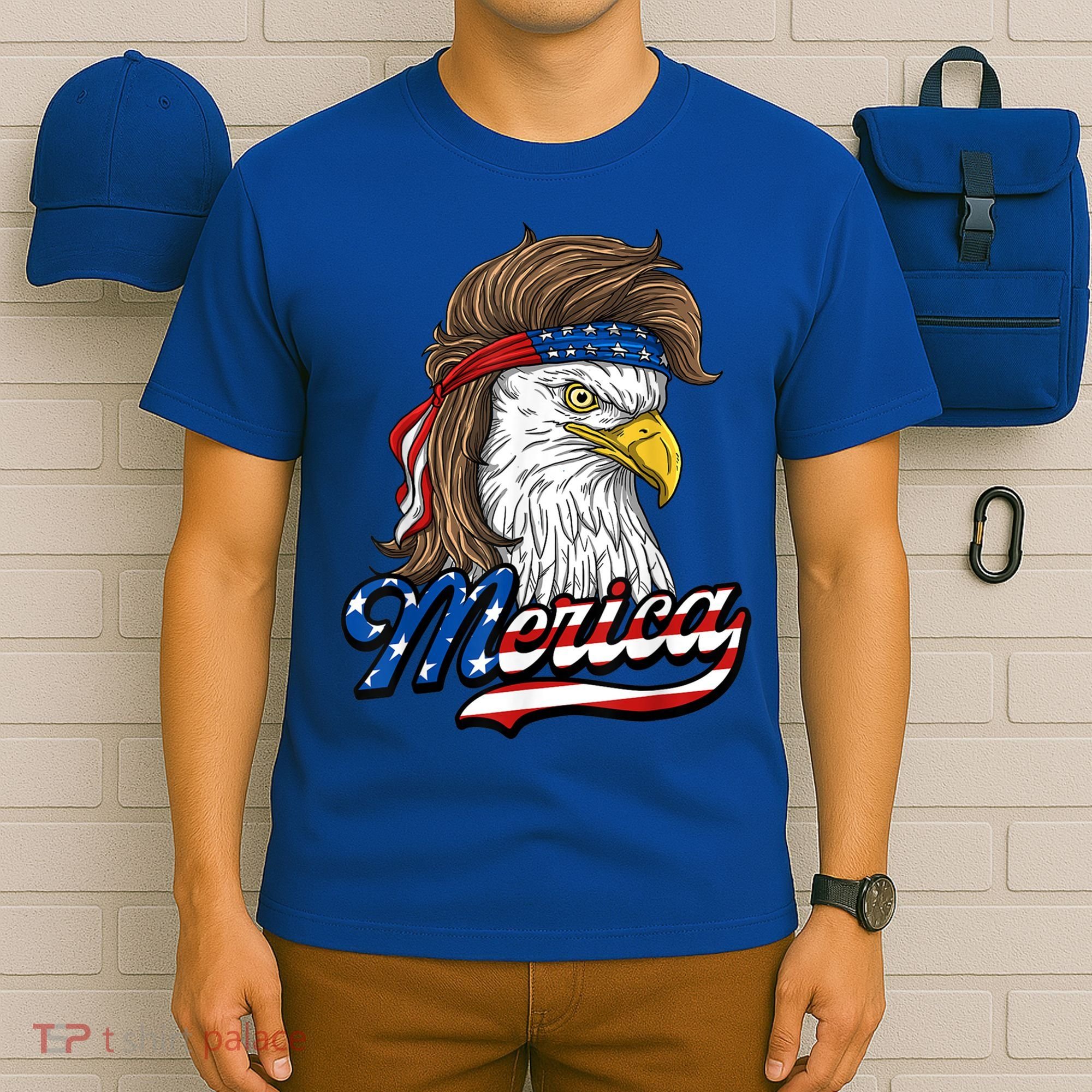 Merica Eagle Mullet 4th Of July American Flag Gift T-Shirt