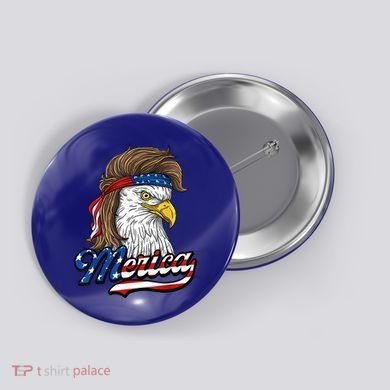 Merica Eagle Mullet 4th Of July American Flag Gift Button