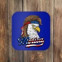 Merica Eagle Mullet 4th Of July American Flag Gift Coaster thumb 0