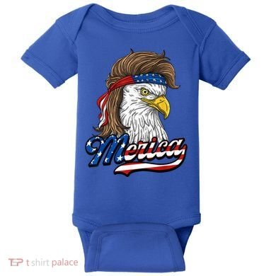 Merica Eagle Mullet 4th Of July American Flag Gift Baby Bodysuit