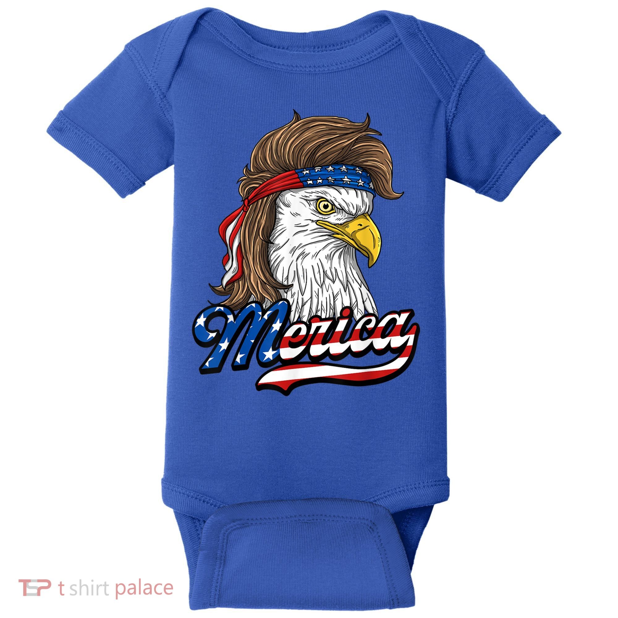 Merica Eagle Mullet 4th Of July American Flag Gift Baby Bodysuit