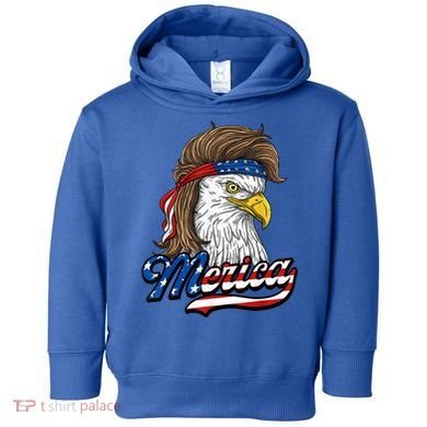 Merica Eagle Mullet 4th Of July American Flag Gift Toddler Hoodie
