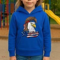 Merica Eagle Mullet 4th Of July American Flag Gift Kids Hoodie thumb 3