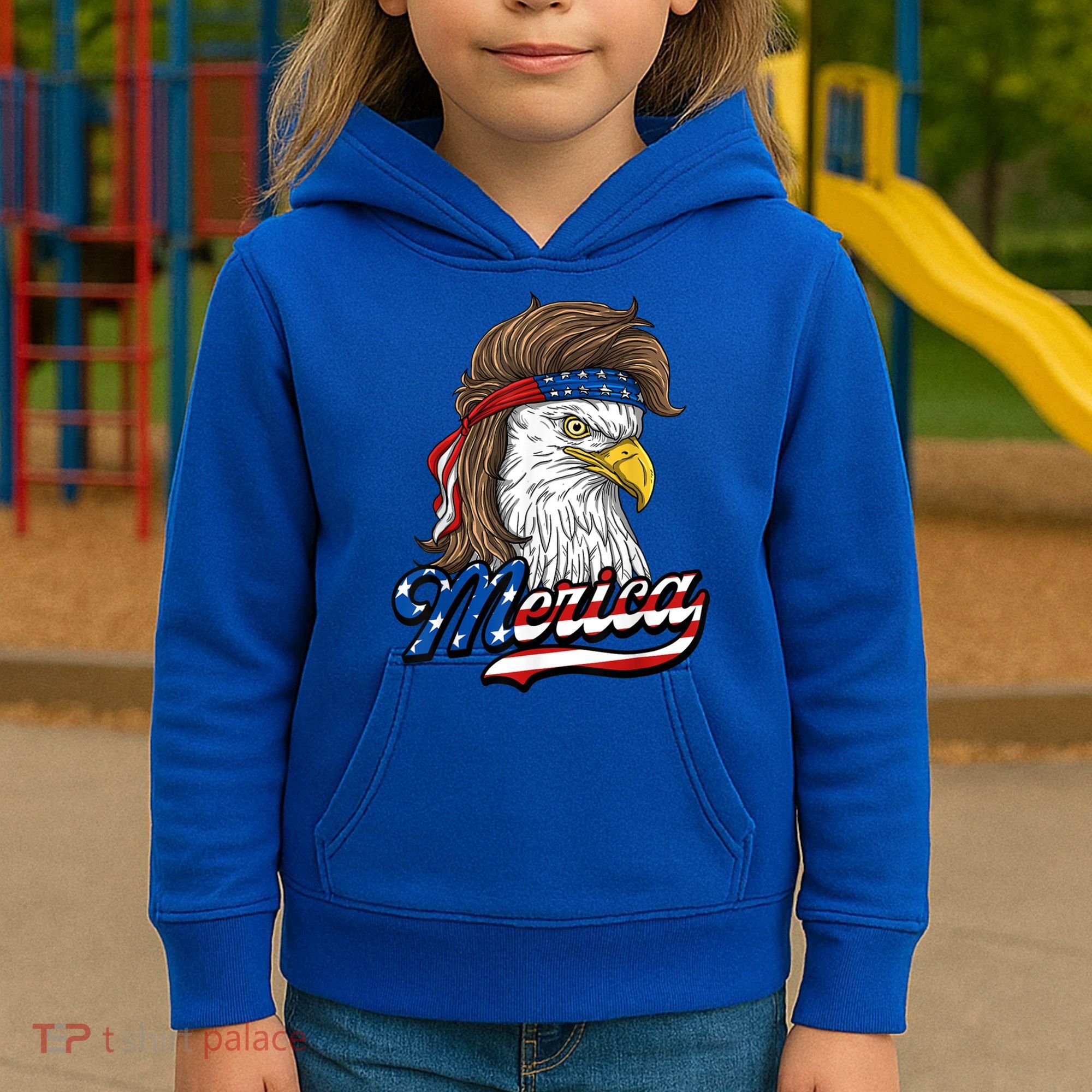 Merica Eagle Mullet 4th Of July American Flag Gift Kids Hoodie
