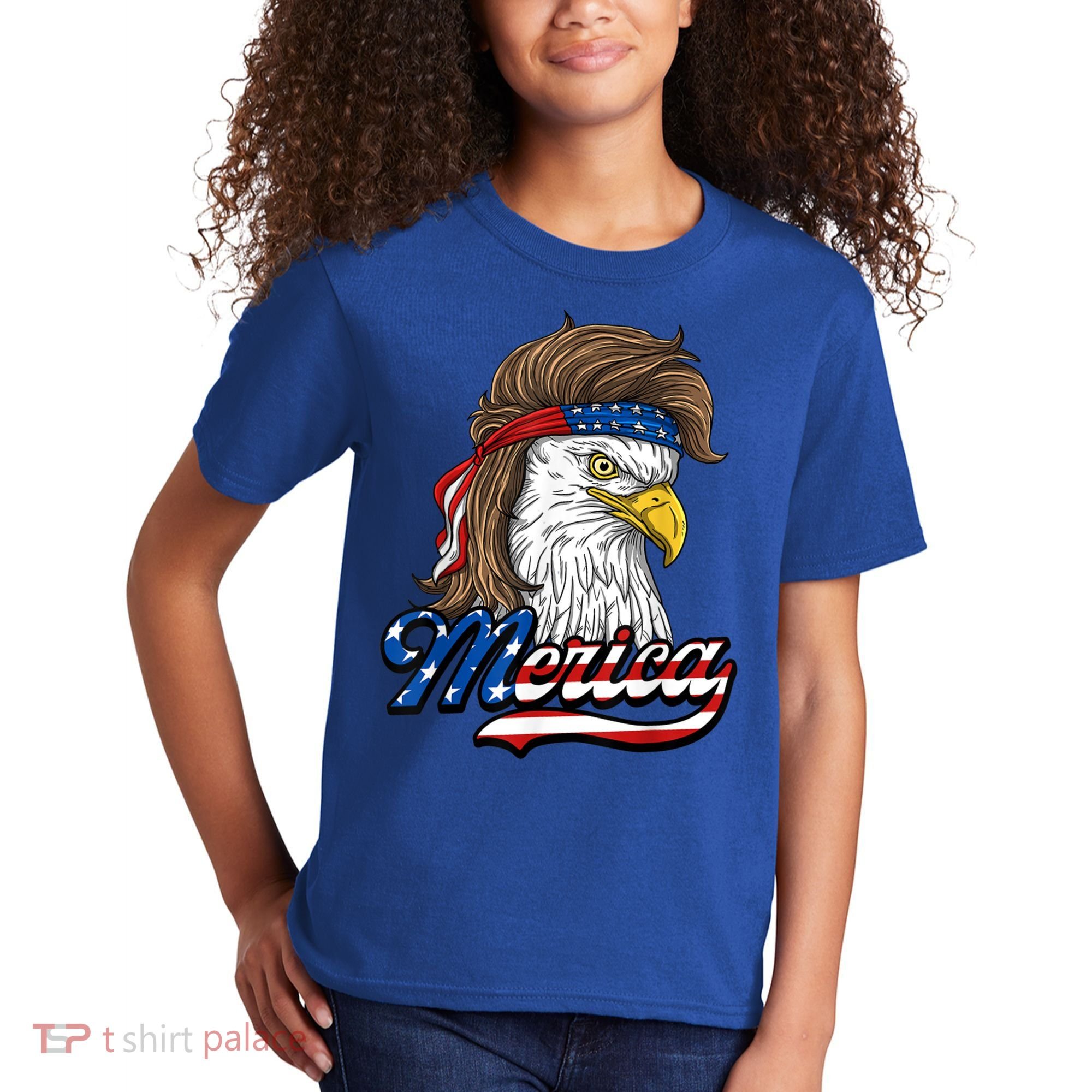 Merica Eagle Mullet 4th Of July American Flag Gift Kids T-Shirt