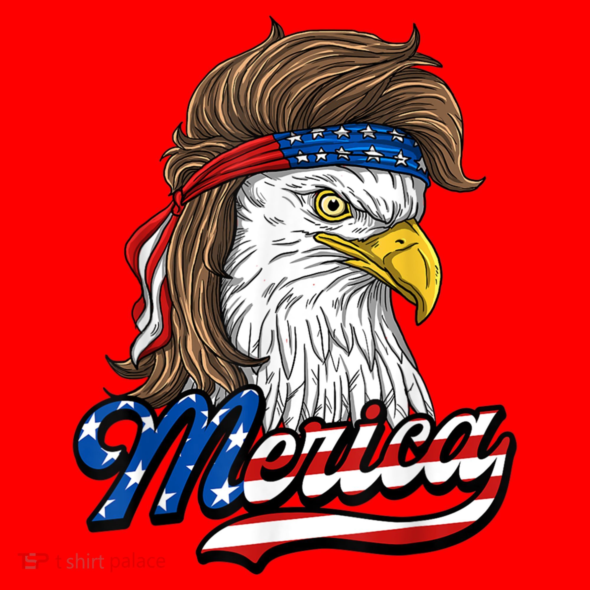 Merica Eagle Mullet 4th Of July American Flag Gift Santa Hat