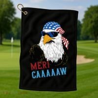 Mericaaaaaw Eagle Mullet Usa American Flag Golf Towel thumb 1