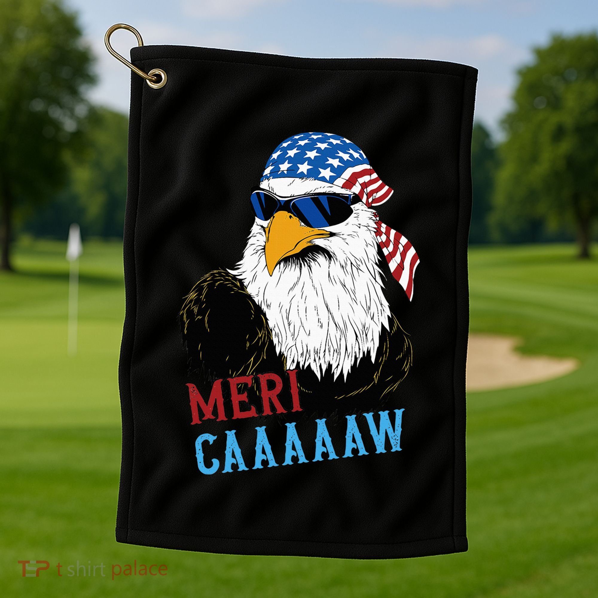 Mericaaaaaw Eagle Mullet Usa American Flag Golf Towel