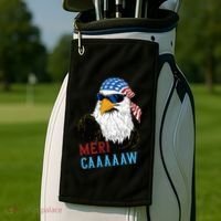 Mericaaaaaw Eagle Mullet Usa American Flag Golf Towel thumb 2