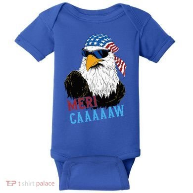 Mericaaaaaw Eagle Mullet Usa American Flag Baby Bodysuit