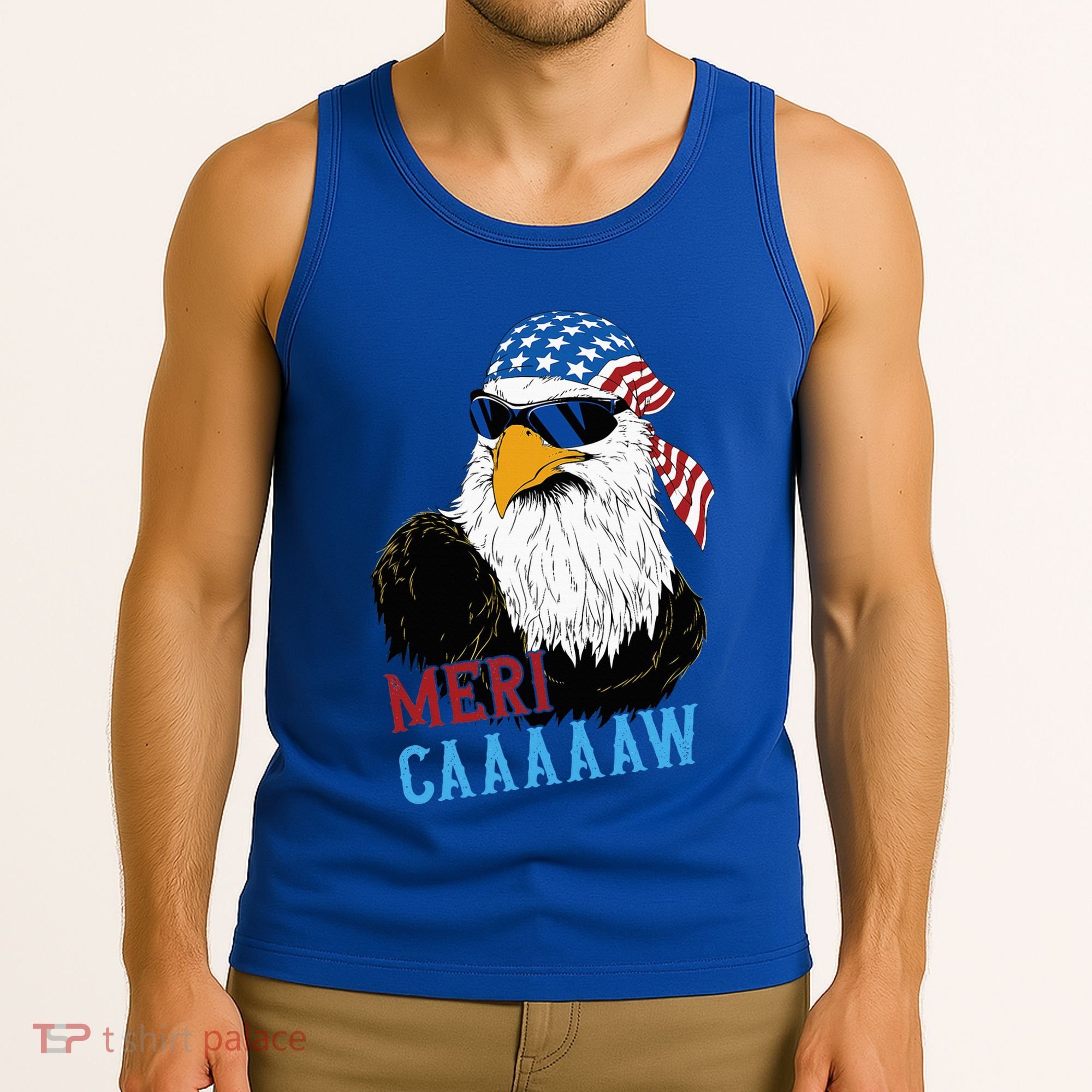 Mericaaaaaw Eagle Mullet Usa American Flag Tank Top
