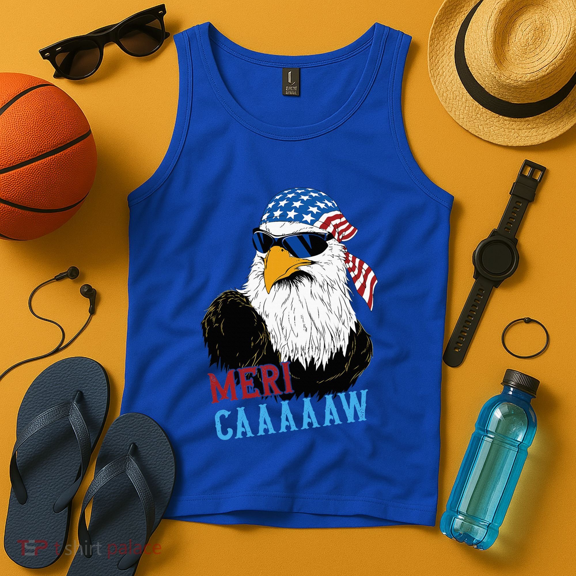 Mericaaaaaw Eagle Mullet Usa American Flag Tank Top