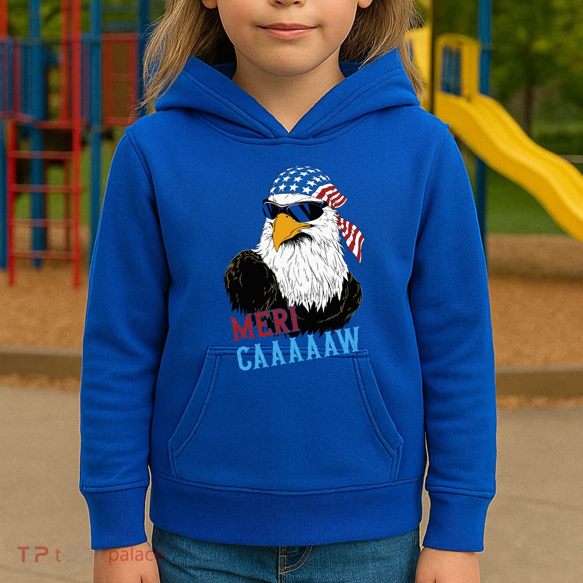 Mericaaaaaw Eagle Mullet Usa American Flag Kids Hoodie