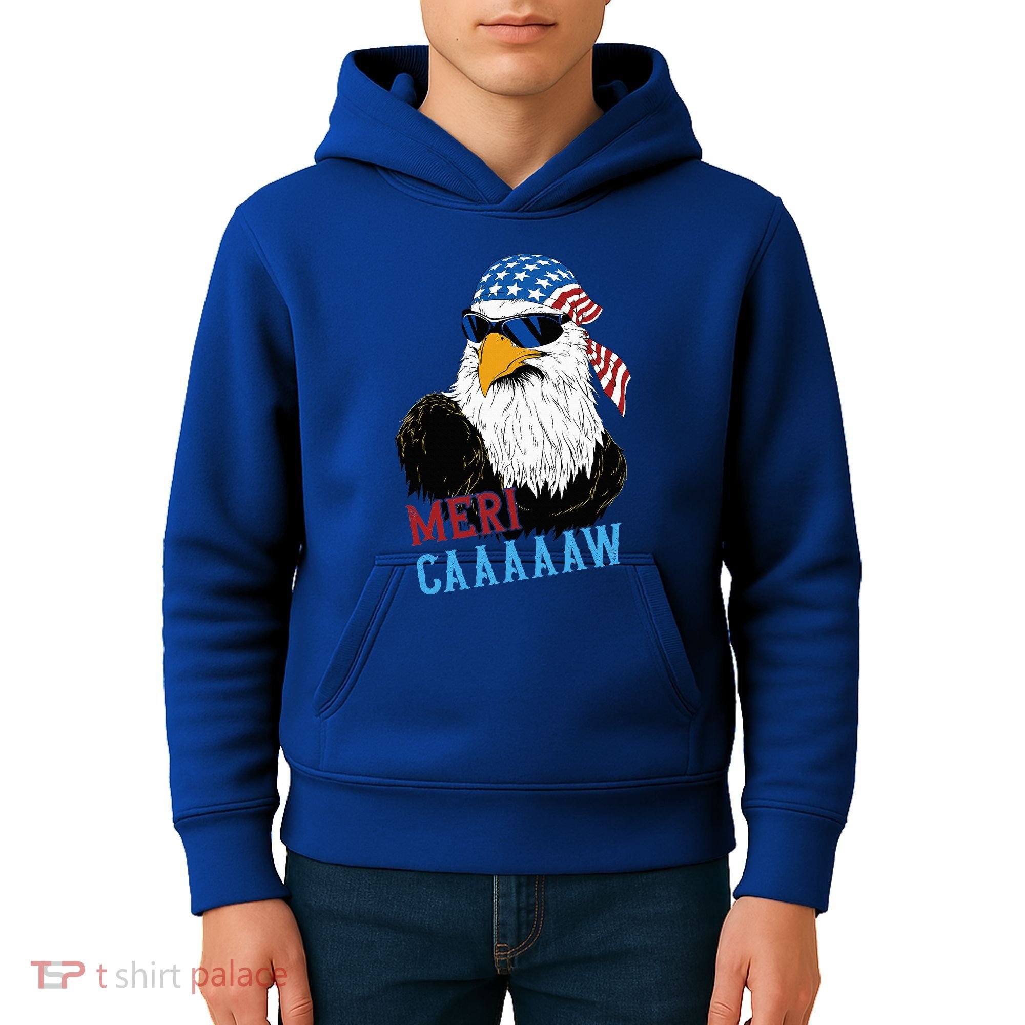 Mericaaaaaw Eagle Mullet Usa American Flag Kids Hoodie