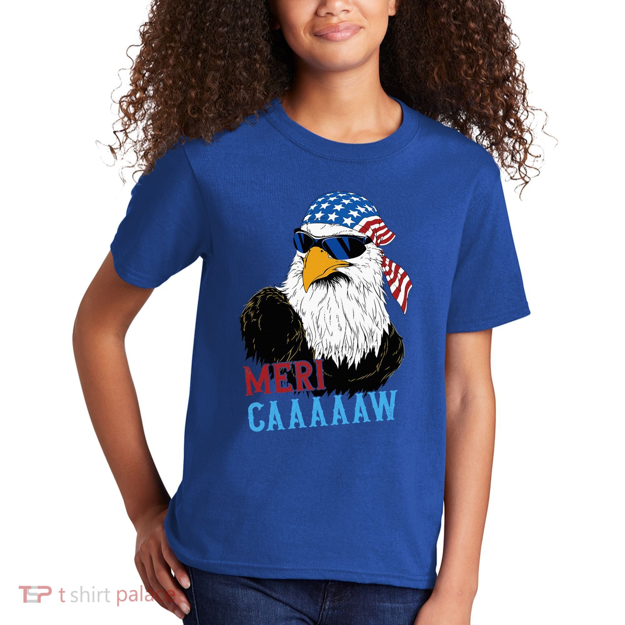 Mericaaaaaw Eagle Mullet Usa American Flag Kids T-Shirt