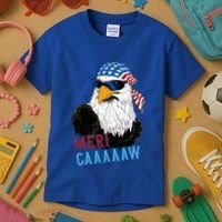 Mericaaaaaw Eagle Mullet Usa American Flag Kids T-Shirt thumb 3