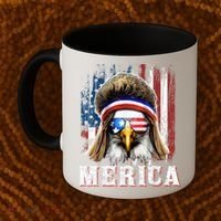 Merica Eagle Mullet 4th Of July American Flag Stars Stripes Coffee Mug thumb 2