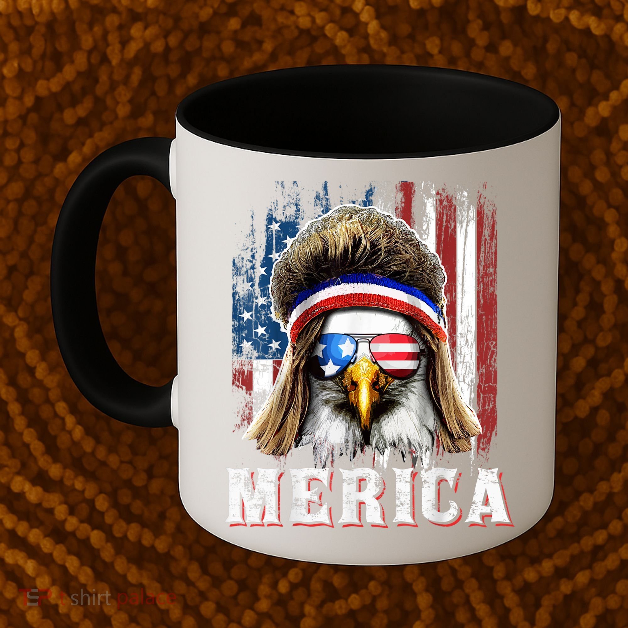 Merica Eagle Mullet 4th Of July American Flag Stars Stripes Coffee Mug