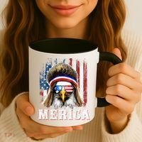 Merica Eagle Mullet 4th Of July American Flag Stars Stripes Coffee Mug thumb 3