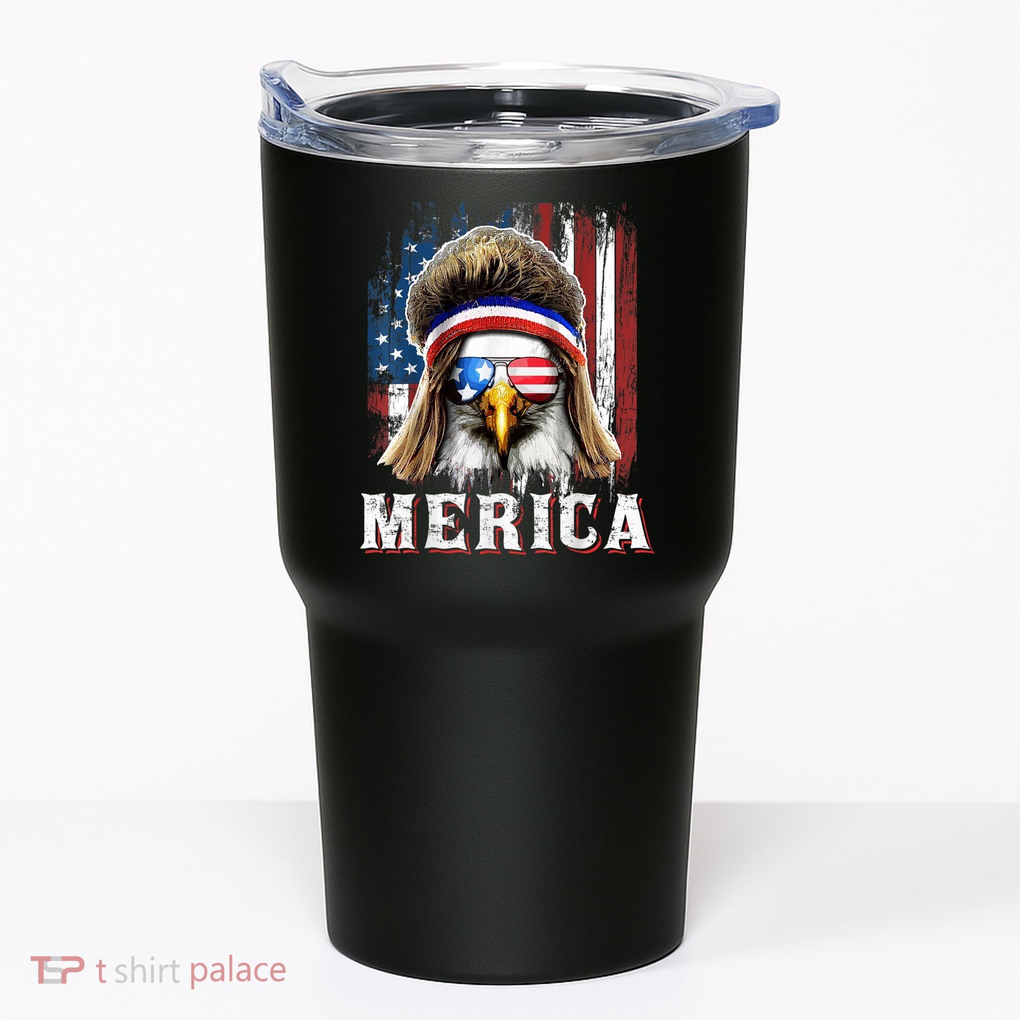 Merica Eagle Mullet 4th Of July American Flag Stars Stripes Tumbler
