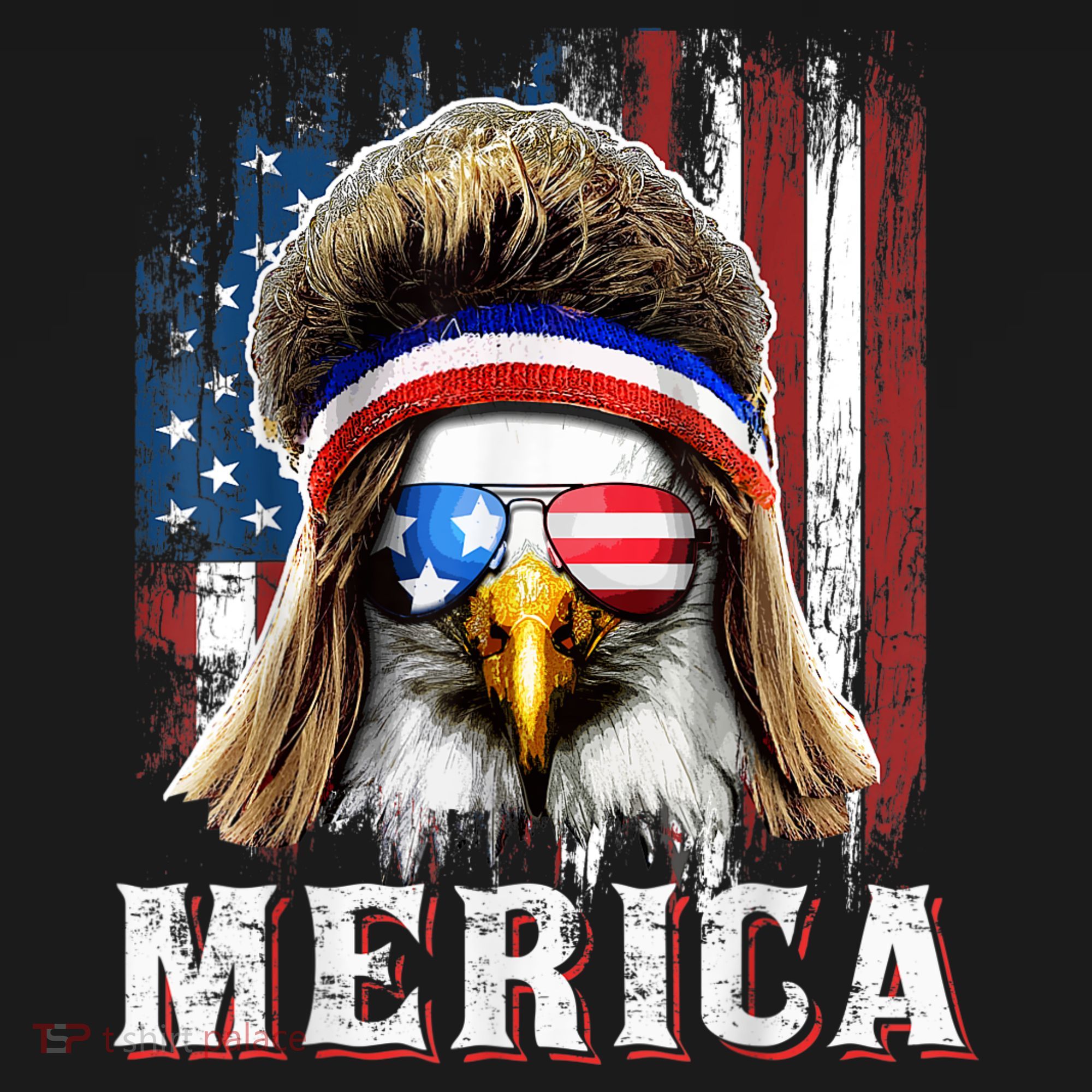 Merica Eagle Mullet 4th Of July American Flag Stars Stripes Ornament