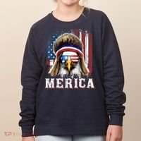 Merica Eagle Mullet 4th Of July American Flag Stars Stripes Women's Sweatshirt thumb 0