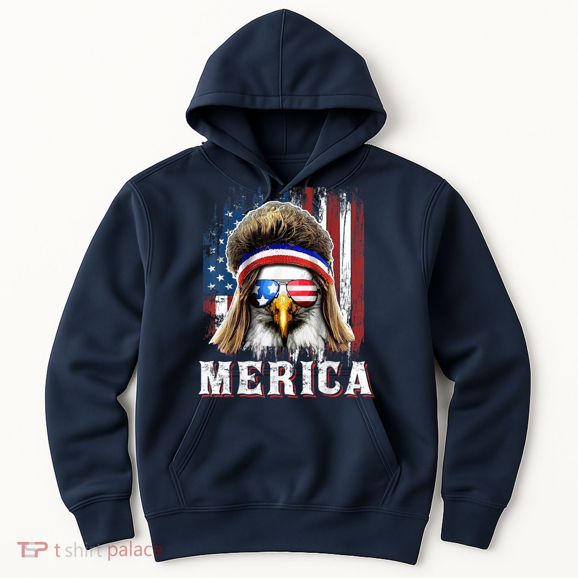 Merica Eagle Mullet 4th Of July American Flag Stars Stripes Hoodie