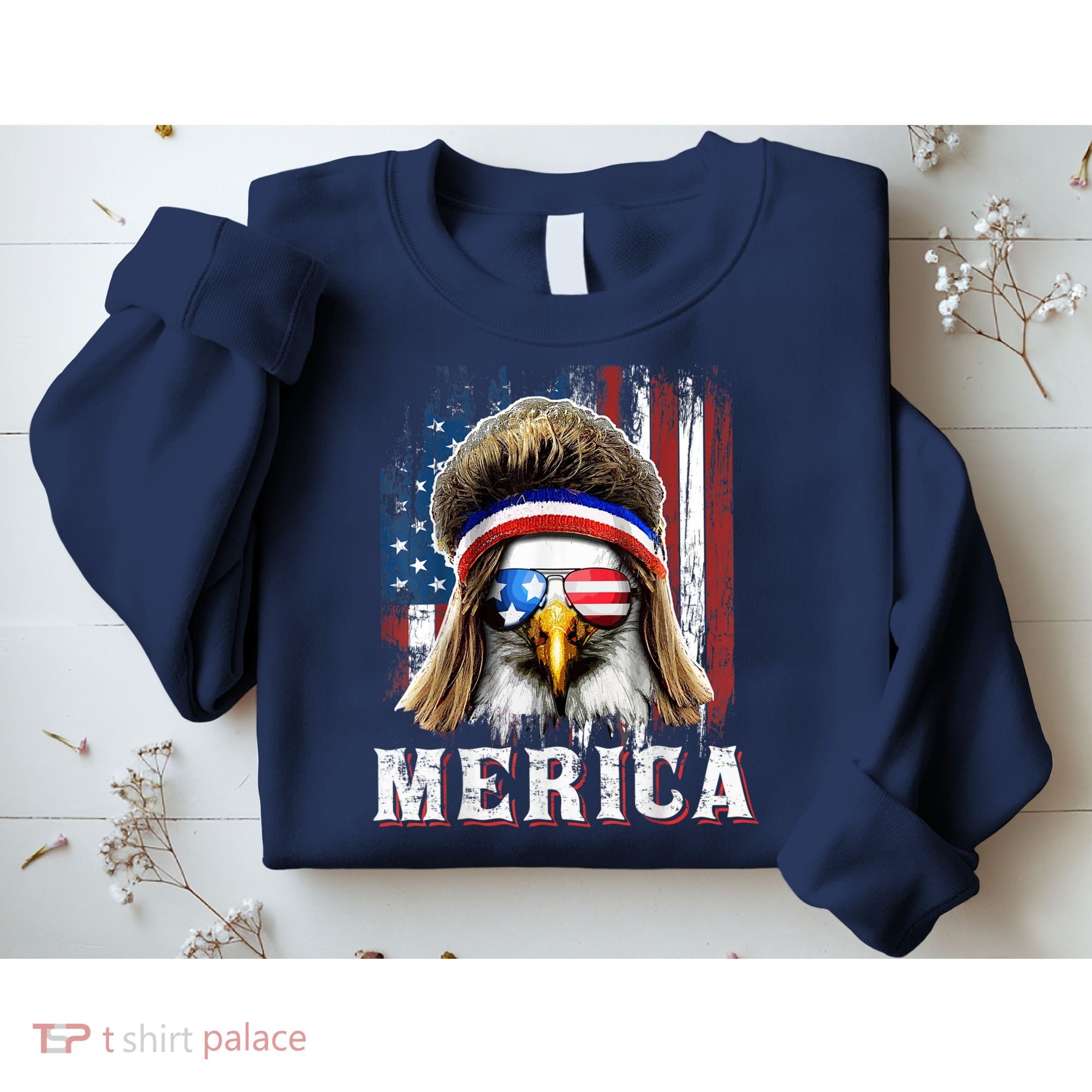 Merica Eagle Mullet 4th Of July American Flag Stars Stripes Sweatshirt
