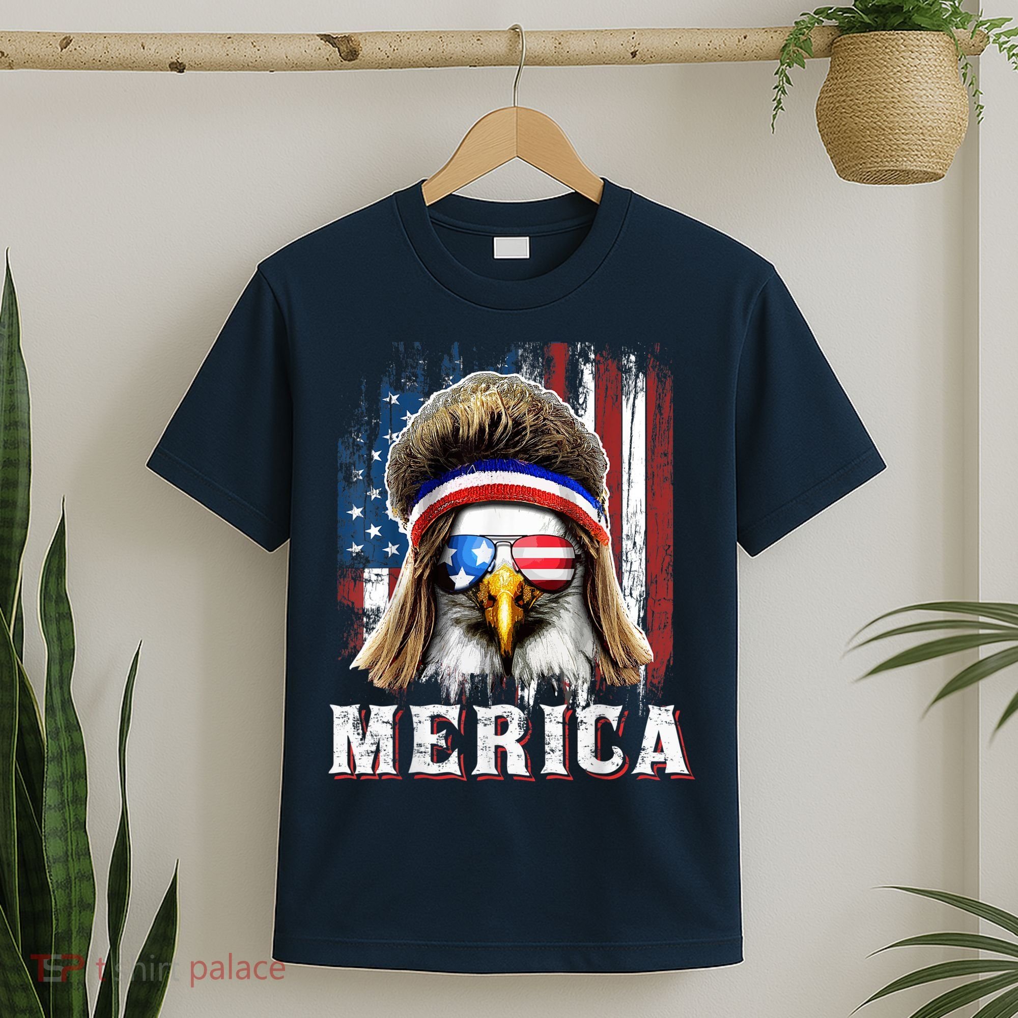 Merica Eagle Mullet 4th Of July American Flag Stars Stripes T-Shirt