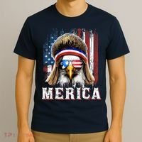Merica Eagle Mullet 4th Of July American Flag Stars Stripes T-Shirt thumb 3