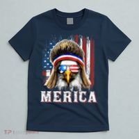 Merica Eagle Mullet 4th Of July American Flag Stars Stripes T-Shirt thumb 5