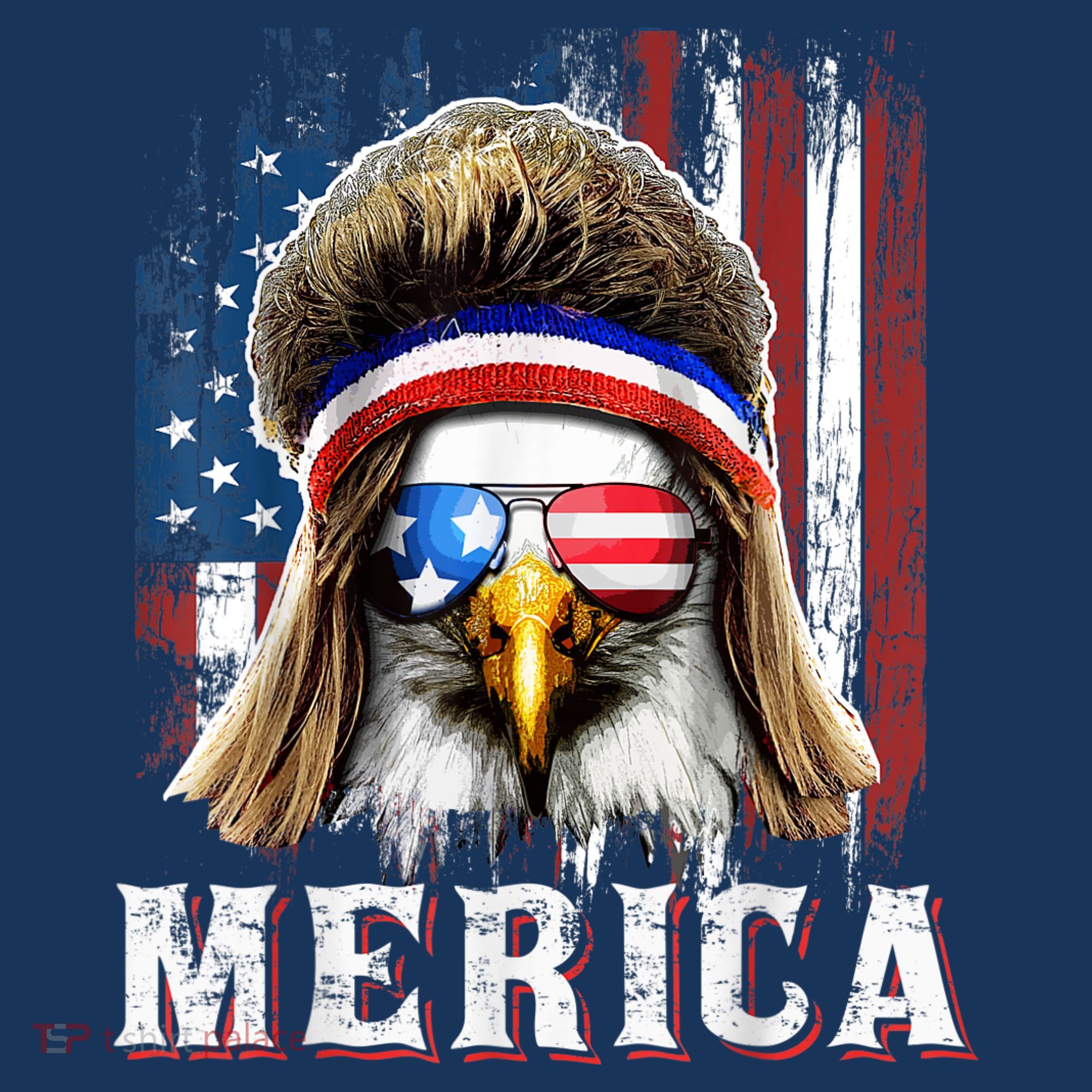 Merica Eagle Mullet 4th Of July American Flag Stars Stripes T-Shirt