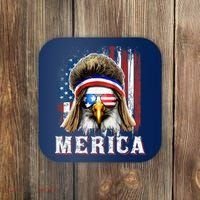 Merica Eagle Mullet 4th Of July American Flag Stars Stripes Coaster thumb 0