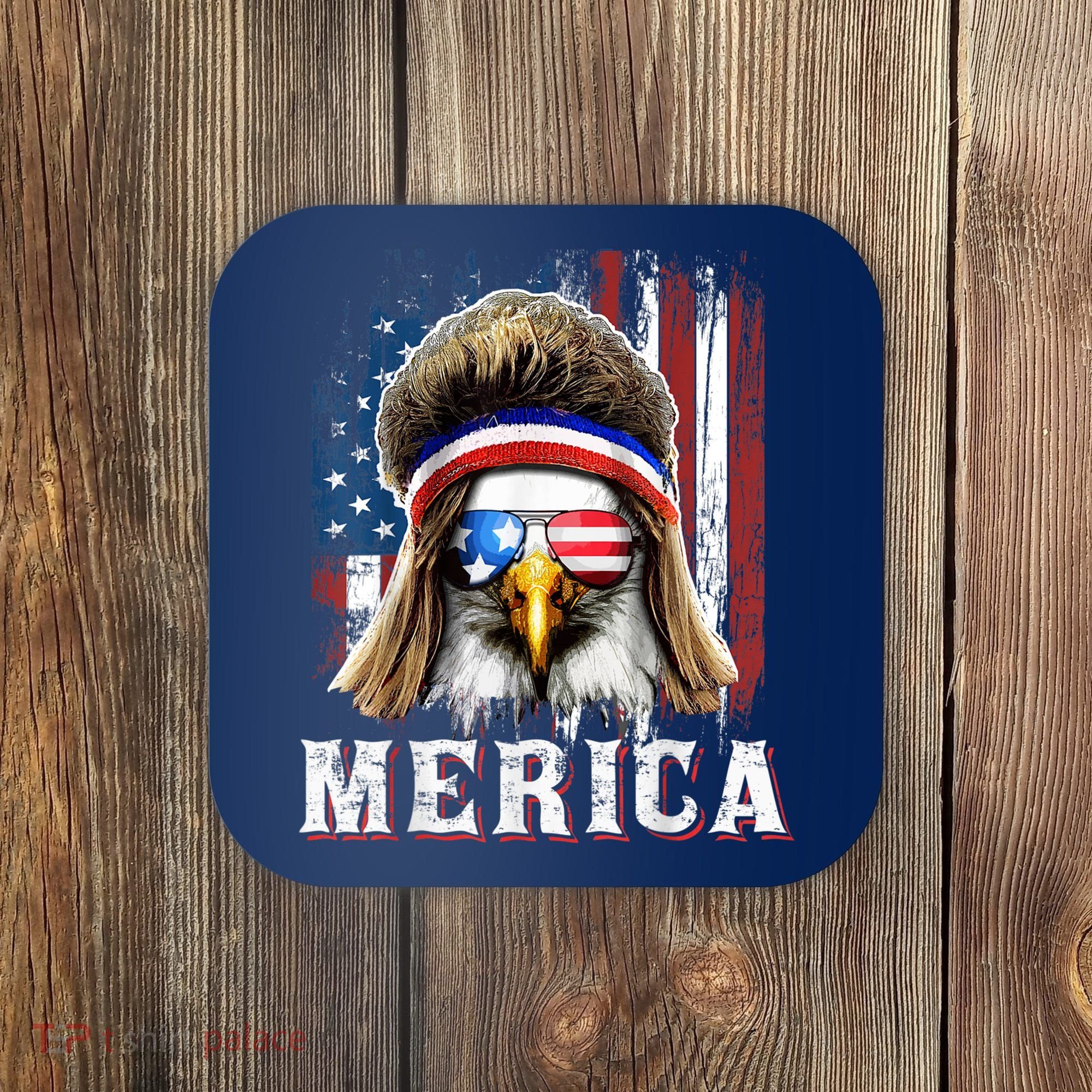 Merica Eagle Mullet 4th Of July American Flag Stars Stripes Coaster