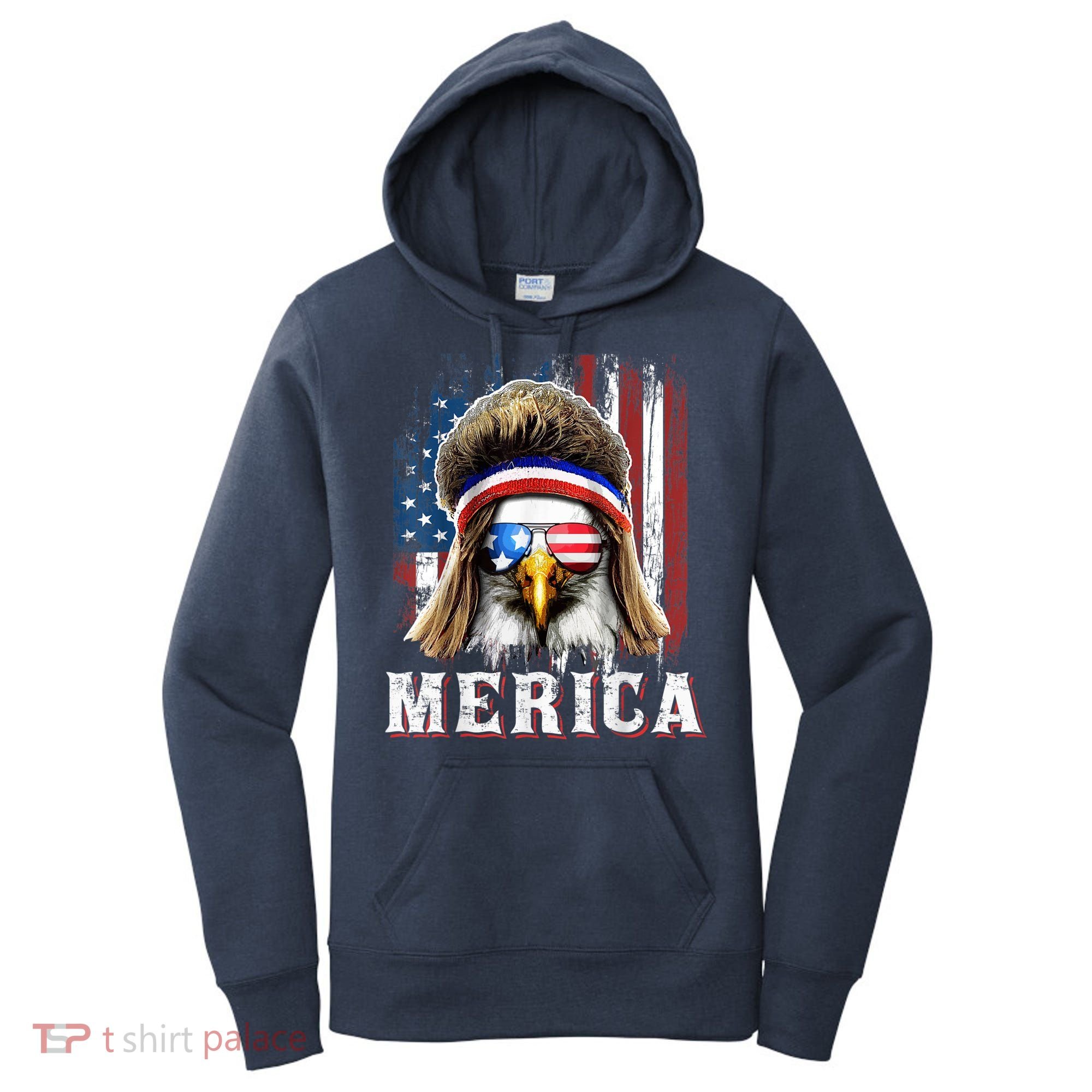 Merica Eagle Mullet 4th Of July American Flag Stars Stripes Women's Hoodie