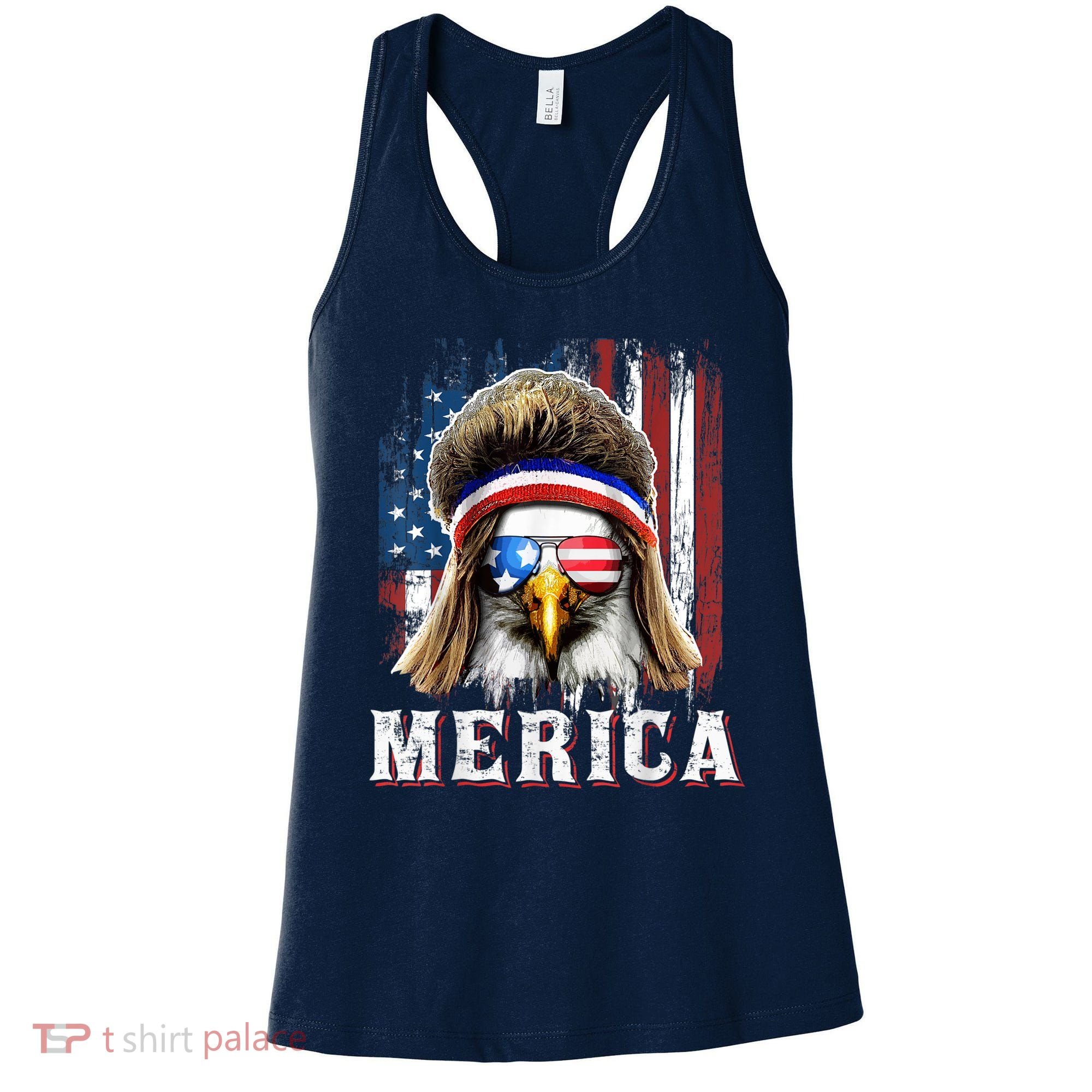 Merica Eagle Mullet 4th Of July American Flag Stars Stripes Women's Tank Top