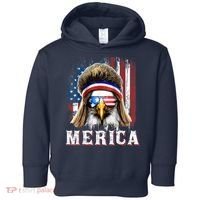Merica Eagle Mullet 4th Of July American Flag Stars Stripes Toddler Hoodie thumb 0