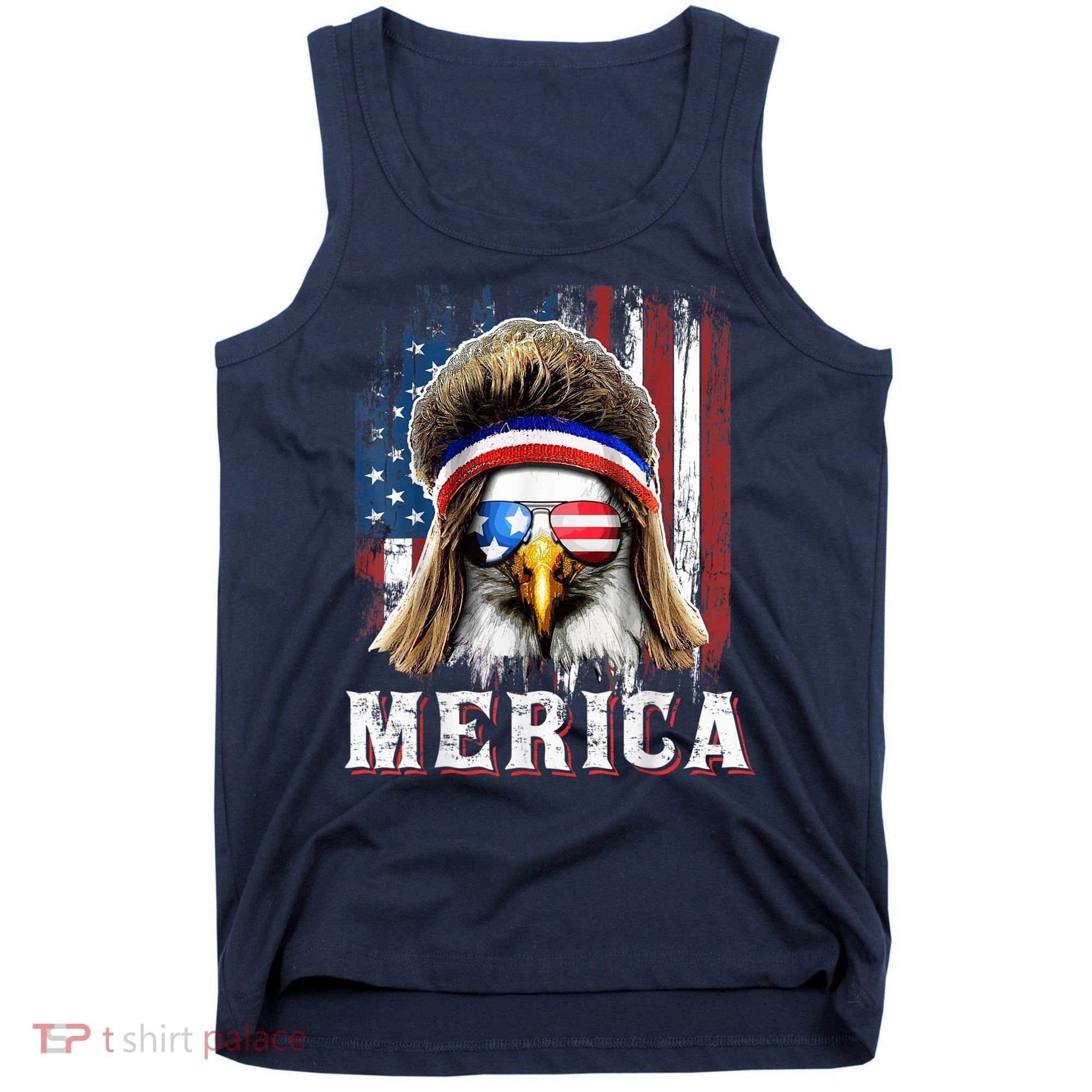 Merica Eagle Mullet 4th Of July American Flag Stars Stripes Tank Top
