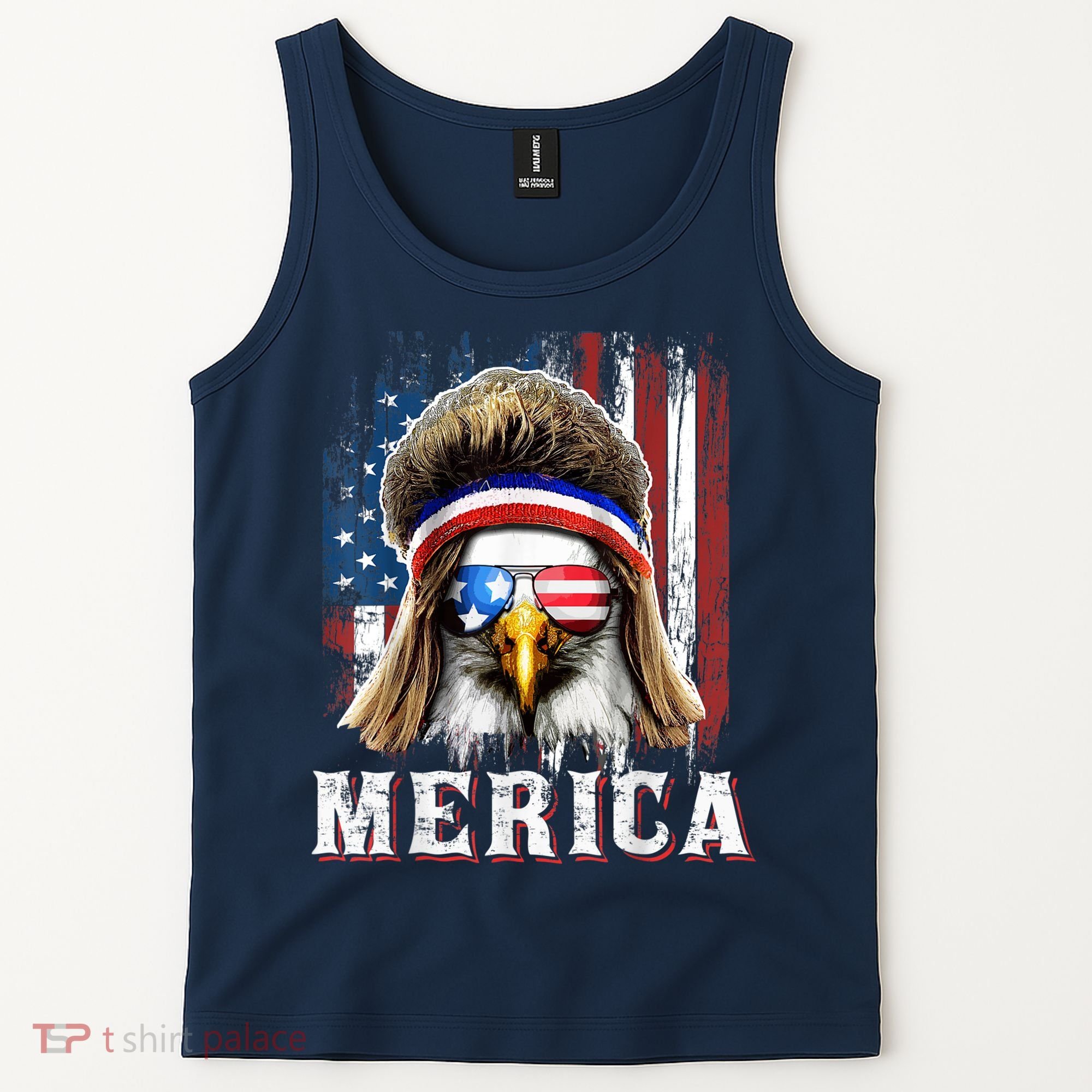 Merica Eagle Mullet 4th Of July American Flag Stars Stripes Tank Top