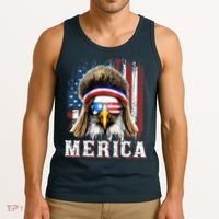 Merica Eagle Mullet 4th Of July American Flag Stars Stripes Tank Top thumb 3