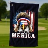 Merica Eagle Mullet 4th Of July American Flag Stars Stripes Golf Towel thumb 1