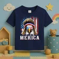 Merica Eagle Mullet 4th Of July American Flag Stars Stripes Toddler T-Shirt thumb 3