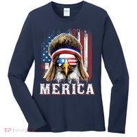 Merica Eagle Mullet 4th Of July American Flag Stars Stripes Women's Long Sleeve Shirt thumb 0