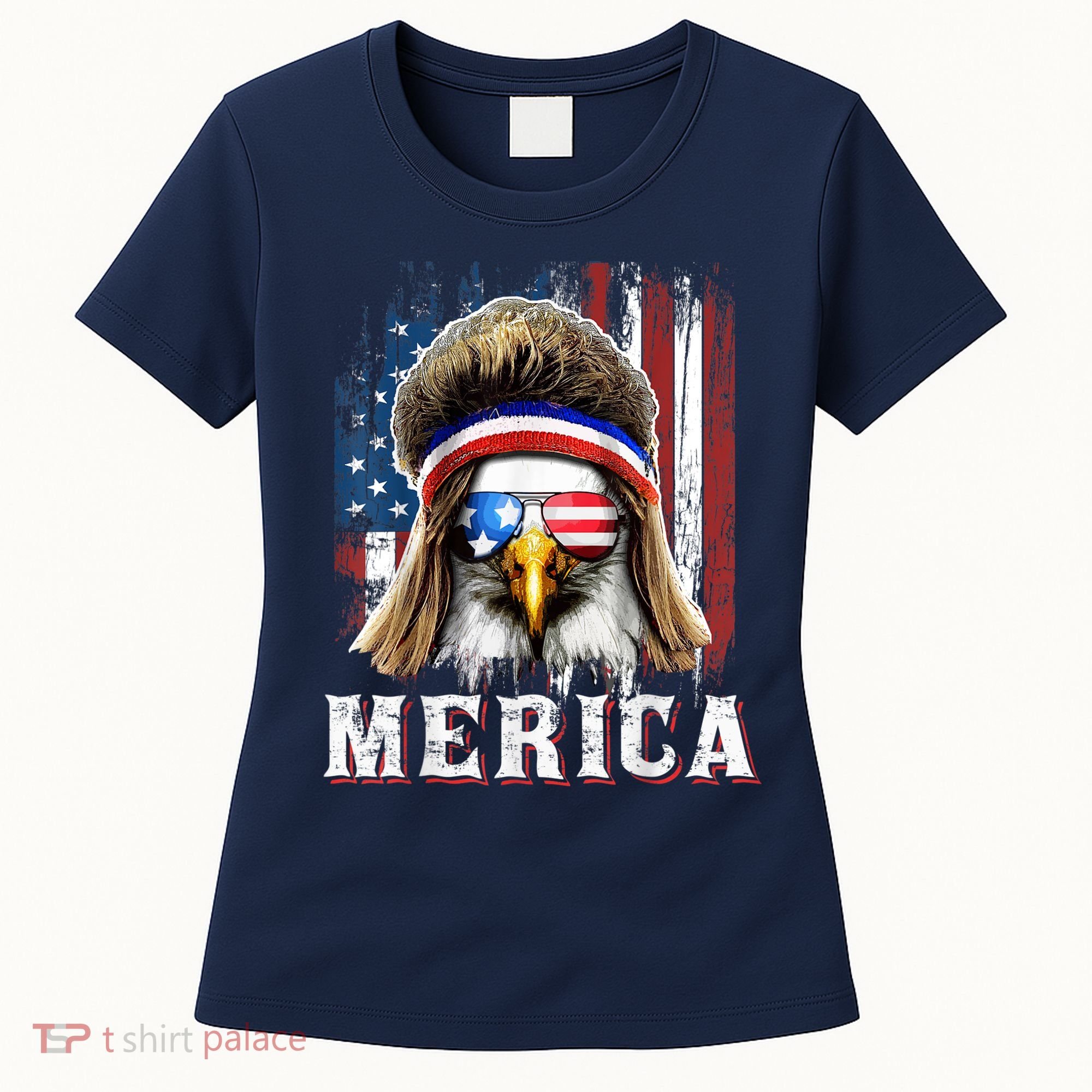 Merica Eagle Mullet 4th Of July American Flag Stars Stripes Women's T-Shirt