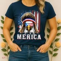 Merica Eagle Mullet 4th Of July American Flag Stars Stripes Women's T-Shirt thumb 2